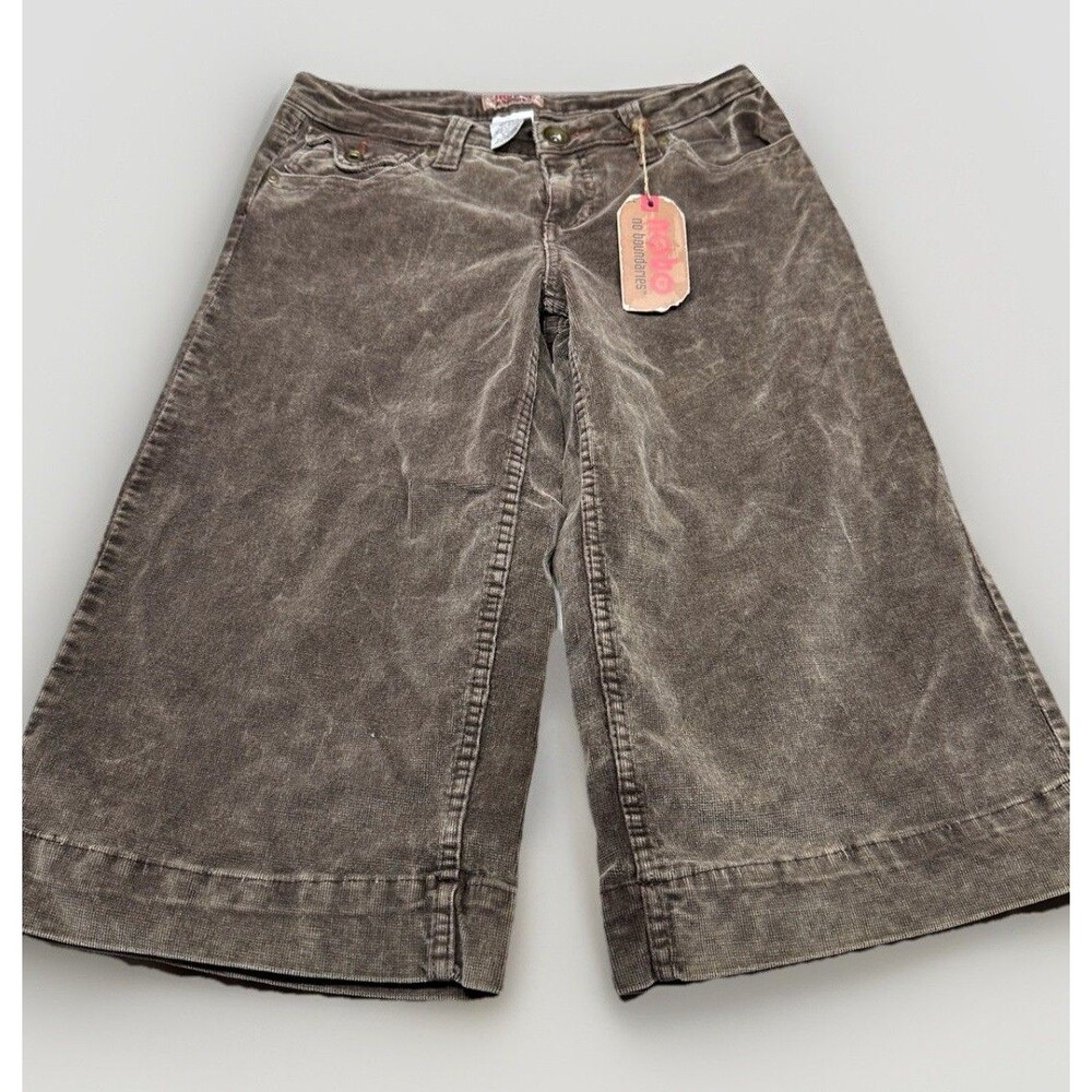 Y2K No Boundaries Womens Juniors 13 Corduroy Wide Leg Cropped Pants Jorts Brown